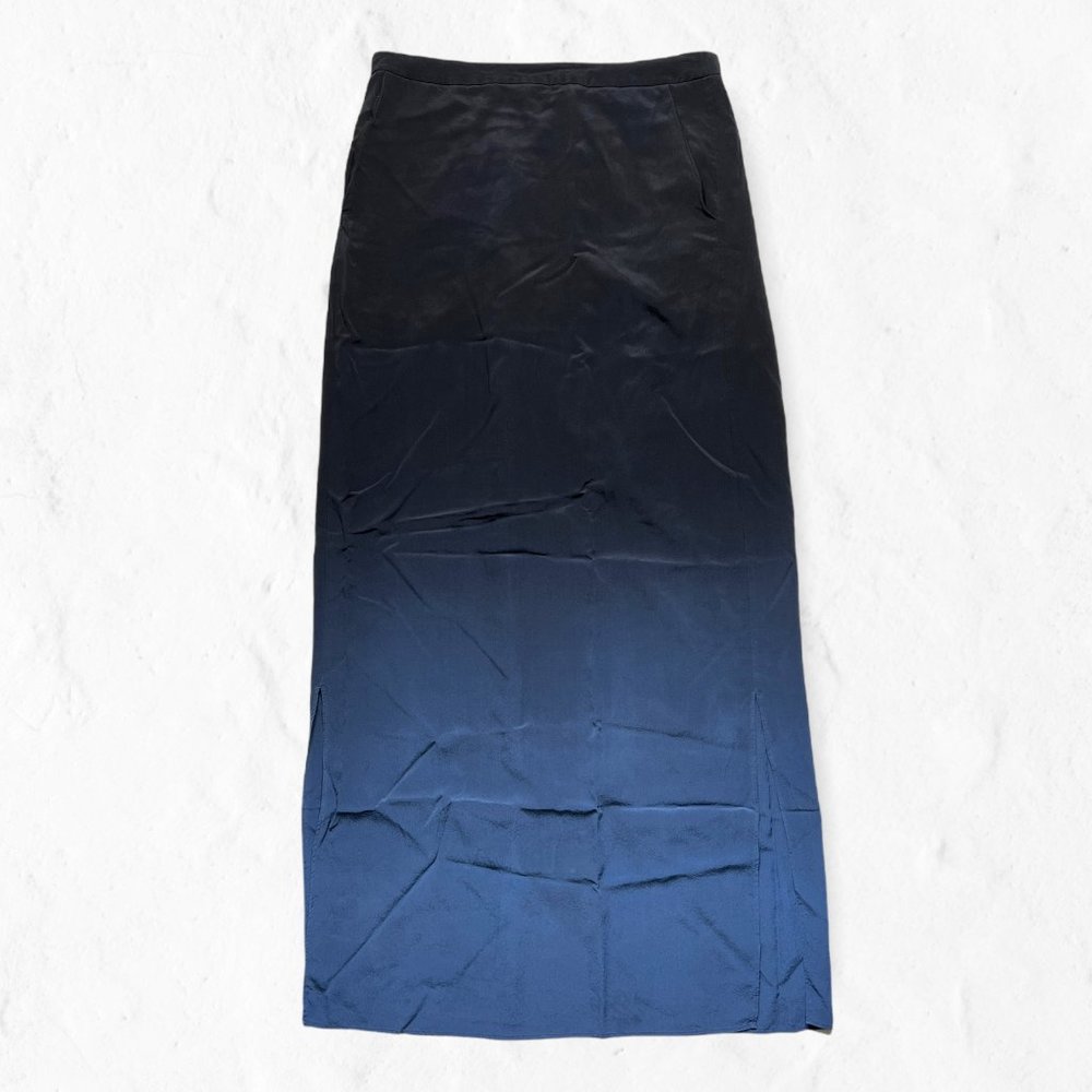 Madewell Black and Blue Silk Ombré Maxi Skirt